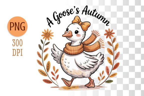 Autumn Goose Clipart Cute Fall PNG