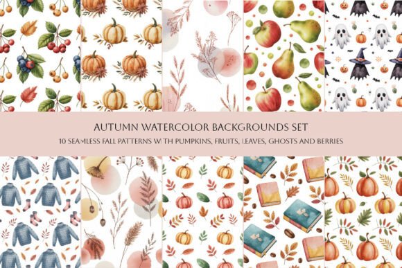 Autumn Watercolor Backgrounds Set