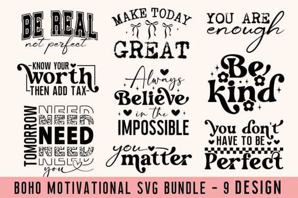 Boho Motivational Quotes SVG Bundle for DIY Creators