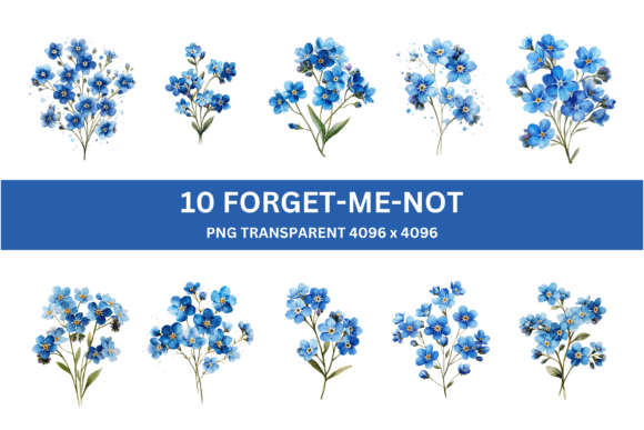 Bring Timeless Elegance to Your Designs with 10 Delicate Forget-Me-Not Clipart