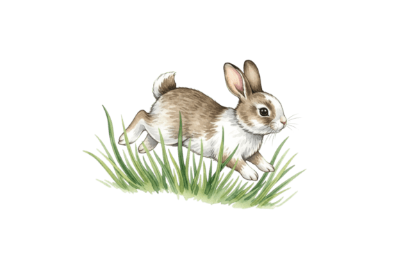 Bringing Brown and White Bunny Hops in Grass to Life with Premium Pet PNGs