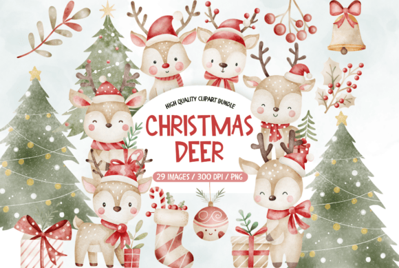Creating Magical Holiday Designs with a Cute Christmas Deer Watercolor Set