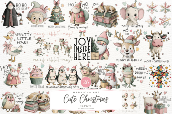 Cute Coquette Christmas Clipart: Festive Design Magic