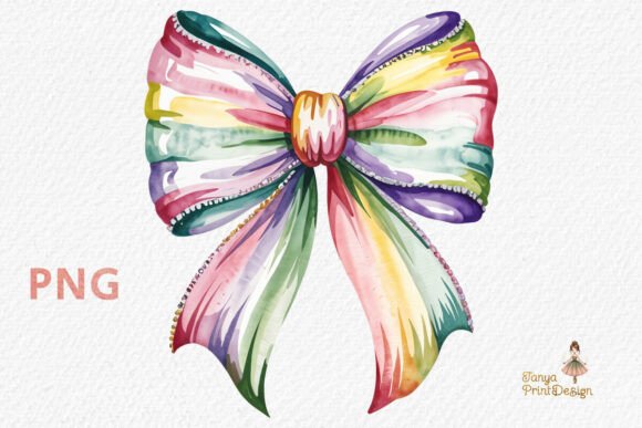 Elevate Designs with Watercolor Pastel Bow Clipart PNG