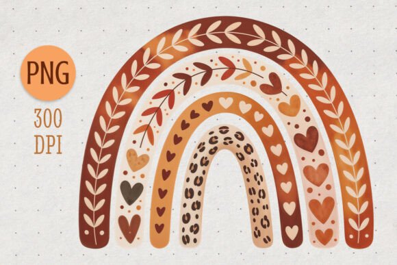 Leopard Print Autumn Rainbow Clipart PNG: A Bold Statement for Your Fall Creations