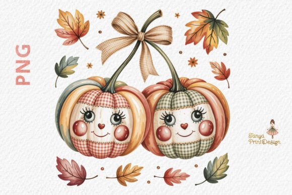 Patchwork Pumpkin Clipart Autumn PNG
