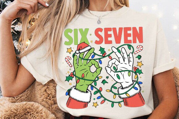 Six Seven 6 7 Trendy Christmas PNG for Crafts