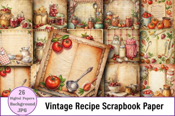 Vintage Recipe Scrapbook Paper