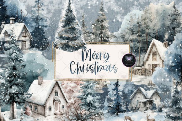 Winter Forest Christmas Watercolor Clipart for Festive Designs